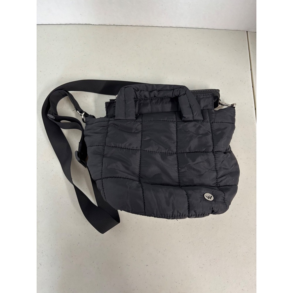 Westbronco Black Quilted Puffer Crossbody Bag Nylon Tote Adjustable‎ Strap